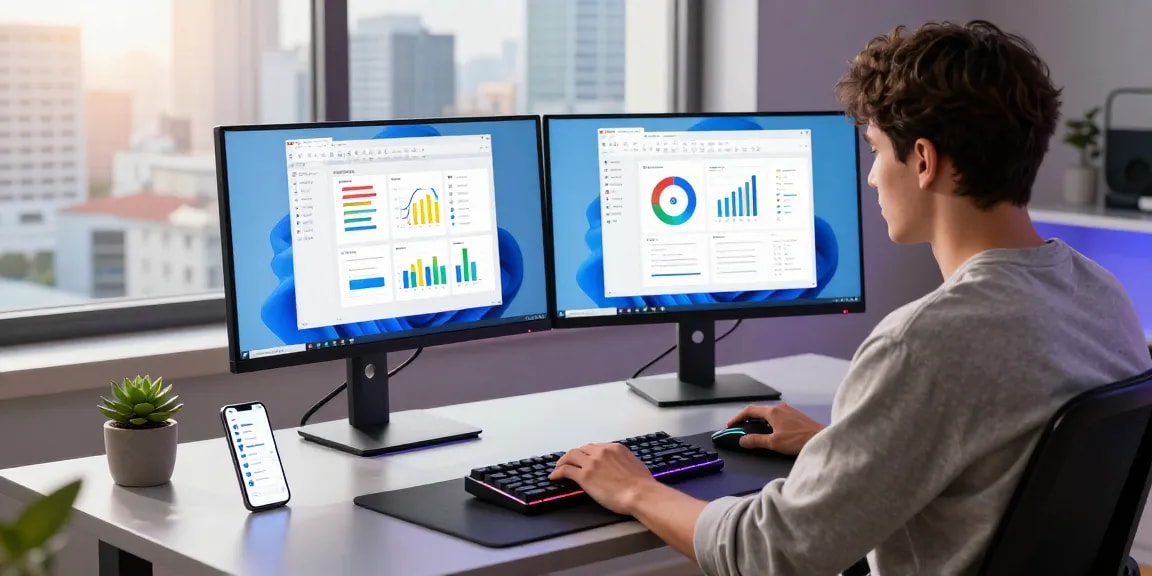 Professional using WPS Official Website applications in a modern workspace