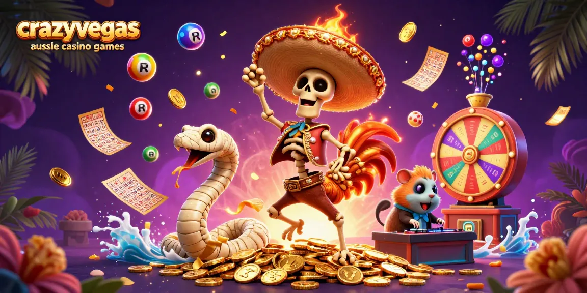 Experience the excitement of crazyvegas aussie casino games with lively characters and vibrant elements bursting with energy.